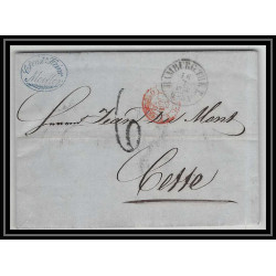 41246 Lettre LAC Allemagne Deutschland Hamburg Tour-T VALENCIENNES 1856 cette France marque d'entree Vorlaufer