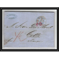 41258 Lettre LAC Allemagne Deutschland Bremen prusse forbach 1868 cette herault France marque d'entree Vorlaufer