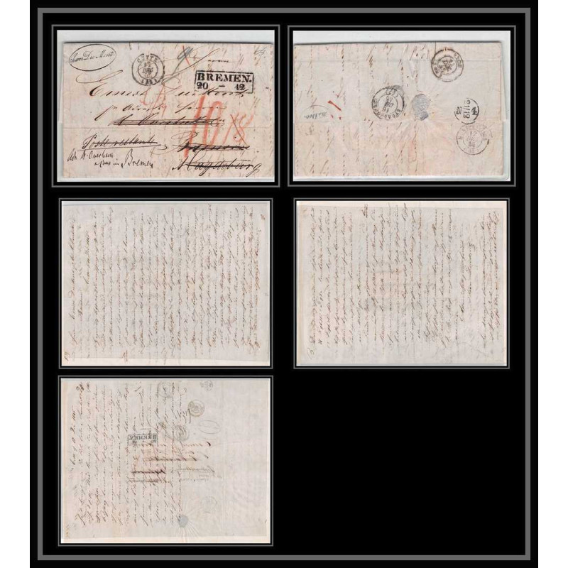 41263 Lettre LAC Allemagne Deutschland Bremen 1845 cette herault France marque d'entree Vorlaufer