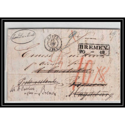 41263 Lettre LAC Allemagne Deutschland Bremen 1845 cette herault France marque d'entree Vorlaufer