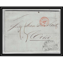 41287 Lettre LAC Allemagne Deutschland Bremen Tour-T VALENCIENNES CPR3 1848 cette route moulins France marque d'entree
