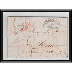 41296 Lettre LAC Allemagne Deutschland Bremen Tour-T strasbourg 1845 cette herault France marque d'entree Vorlaufer