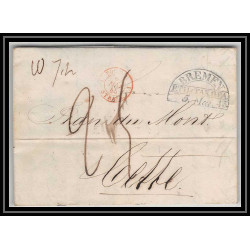 41305 Lettre LAC Allemagne Deutschland Bremen Tour-T strasbourg 1845 cette herault France marque d'entree Vorlaufer