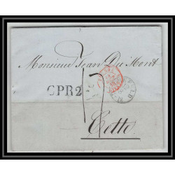 41311 Lettre LAC Allemagne Deutschland Crefeld prusse givet CPR2 1845 cette herault France marque d'entree Vorlaufer