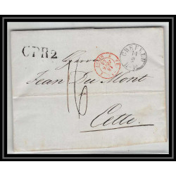 41312 Lettre LAC Allemagne Deutschland Crefeld prusse forbach CPR2 1844 cette herault France marque d'entree Vorlaufer