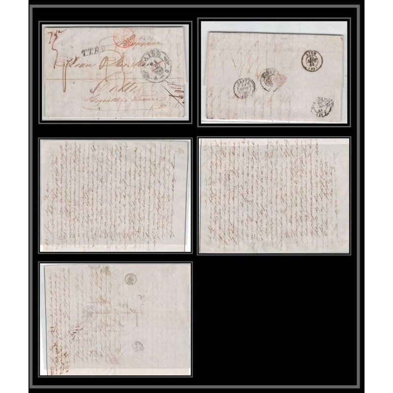 41320 Lettre LAC Allemagne Deutschland Mainz Tour-T strasbourg 1844 TTR2 cette herault France marque d'entree Vorlaufer