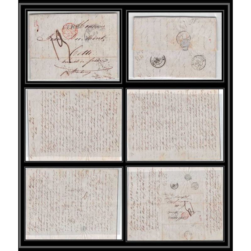 41321 Lettre LAC Allemagne Deutschland Mainz Tour-T strasbourg 1848 cette herault France marque d'entree Vorlaufer