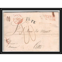 41332 Lettre LAC Allemagne Deutschland Varel Bremen TT DOUBLE FRAPPE Tour-T strasbourg 1846 cette France marque d'entree