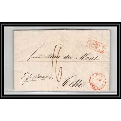 41336 Lettre LAC Allemagne Deutschland Varel Bremen Tour-T VALENCIENNES 1845 cette herault France marque d'entree