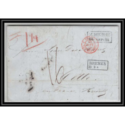 41345 Lettre LAC Allemagne Deutschland Oldenburg Bremen prusse VALENCIENNES 1848 cette herault France marque d'entree