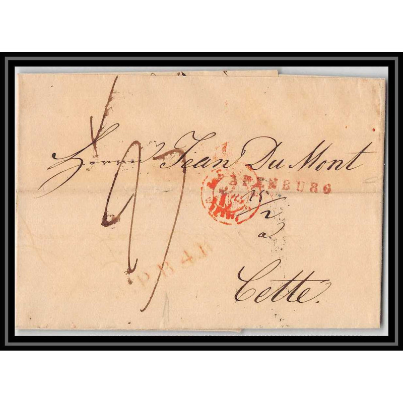 41370 Lettre LSC Allemagne Deutschland Apenburg PAYS BAS PB4R 1848 cette herault France marque d'entree Vorlaufer