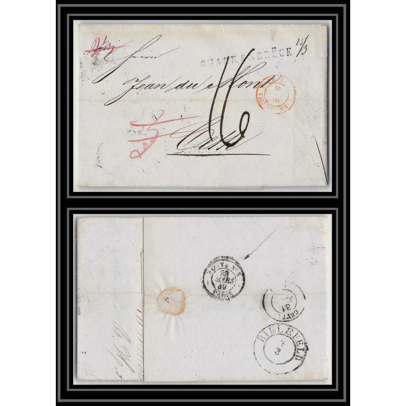 41377 Lettre LAC Allemagne Deutschland quackenbruck quakenbruck prusse VALENCIENNES 1849 cette France marque d'entree