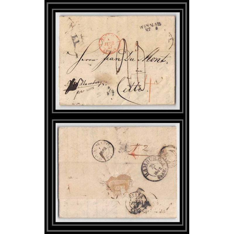 41384 Lettre LAC Allemagne Deutschland wismar Hamburg Tour-T strasbourg TT 1847 cette France marque d'entree Vorlaufer
