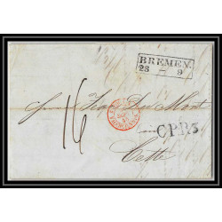 41386 Lettre LAC Allemagne Deutschland bremen CPR3 Tour-T VALENCIENNES 1845 cette France marque d'entree Vorlaufer