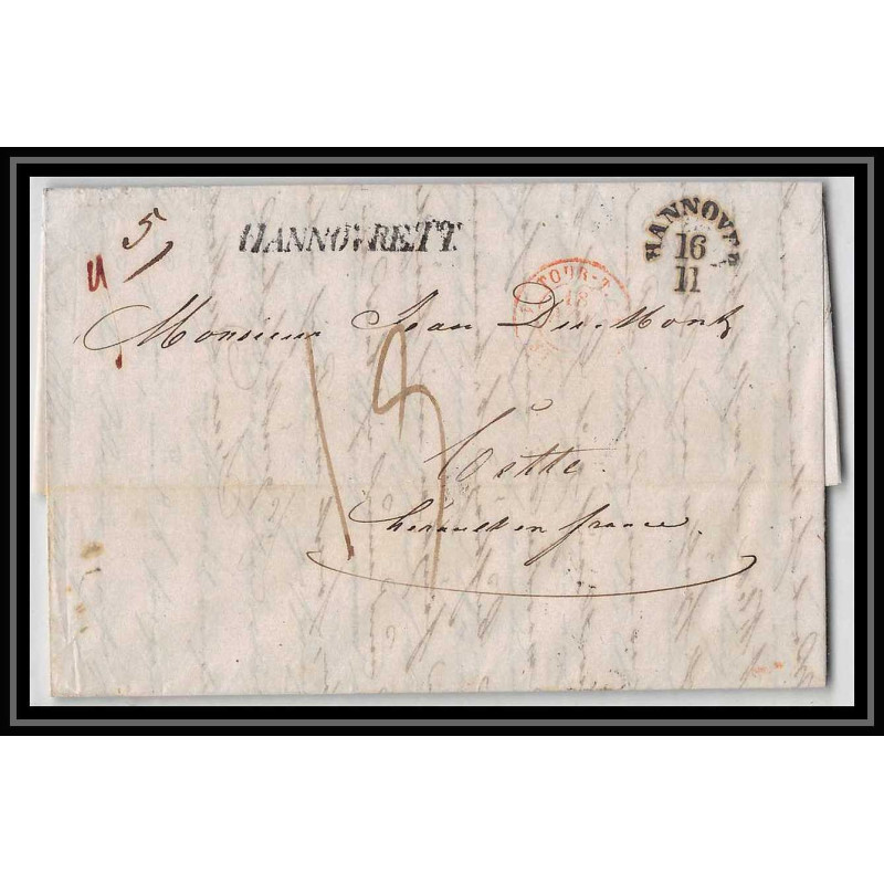 41392 Lettre LAC Allemagne Deutschland HANNOVRE TT Tour-T strasbourg 1842 cette herault France marque d'entree Vorlaufer