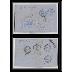 41400 Lettre LAC Allemagne Deutschland Aurich Tour-T Erquelines bleu 1867 cette herault France marque d'entree Vorlaufer
