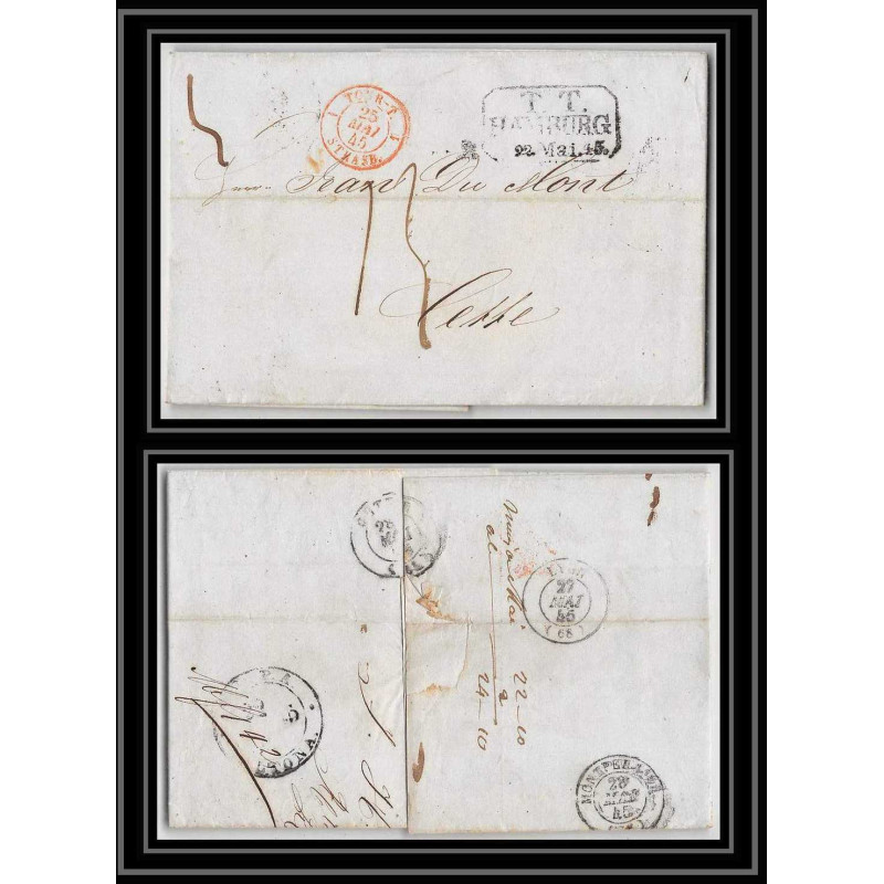 41401 Lettre LAC Allemagne Deutschland HAMBURG TT TT Tour-T strasbourg 1845 cette France marque d'entree Vorlaufer