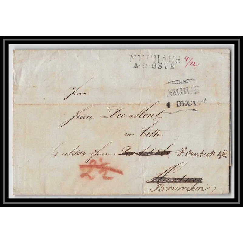 41404 Lettre LAC Allemagne Deutschland neuhaus HAMBURG POUR BREME 1843 Vorlaufer