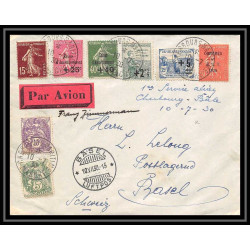 41458 1er service aerien cherbourg bale MULLER 270 tirage 80 lettres Aviation Poste aérienne airmail signé zimmermann