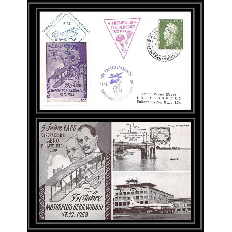 41649 Allemagne germany rfa vignette 5 JAHRE EAPC club europeen 1958 Aviation Poste aérienne airmail lettre cover