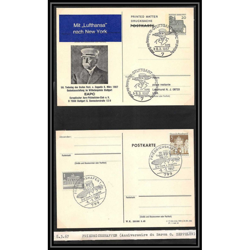 41650 zeppelin 1967 friedrichshaffen Allemagne (germany bund) Aviation PA Poste aérienne airmail entier stationery