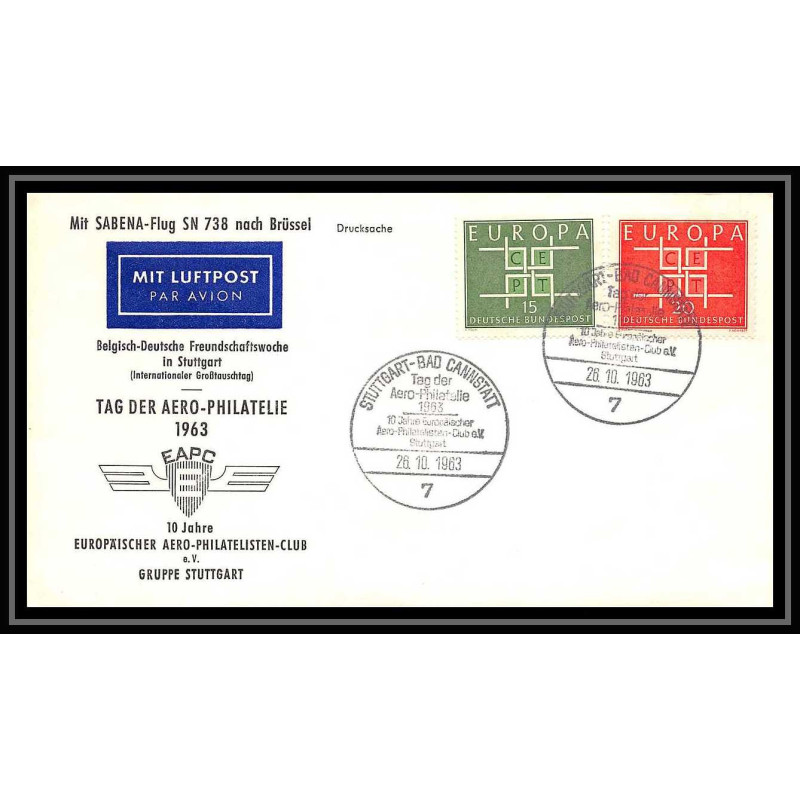 41651 Allemagne (germany bund) tag der aerophilatelie europa 1963 Aviation PA Poste aérienne airmail Lettre cover