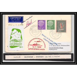 41667 vol à voile 1958 signé signed pilot franz ebert Allemagne germany saar Aviation airmail Lettre cover