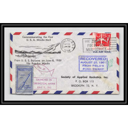 41752 RAR rocket post 1961 first missile mail USA Aviation Signé (signed) Poste aérienne airmail Lettre cover