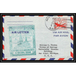 0839 lettre USA Aviation premier vol Airmail cover first flight aeroplane 1941 New York BASRA IRAQ