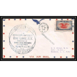 0843 lettre USA Aviation premier vol Airmail cover first flight aeroplane 1943 WHITE PLAINS Westchester County