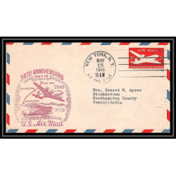 0847b lettre USA Aviation premier vol Airmail cover first flight aeroplane 1948 30th anniversary us air mail