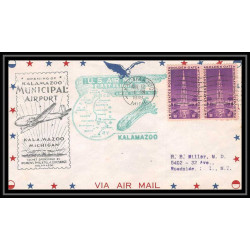 0851 lettre USA Aviation premier vol Airmail cover first flight aeroplane 1949 Kalamazoo, Michigan airport