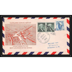 0856 lettre USA Aviation premier vol Airmail cover first flight aeroplane 1956 Cleveland Hopkins airport