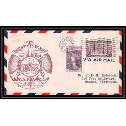 0858 lettre USA Aviation premier vol Airmail cover first flight aeroplane 1957 Walla Walla, Washington am 12