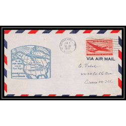 0862 lettre USA Aviation premier vol Airmail cover first flight aeroplane 1947 Minneapolis Minnesota fam 28