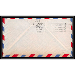 0863 lettre USA Aviation premier vol Airmail cover first flight aeroplane 1947 Milwaukee united airlines