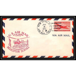0874 Lettre USA Hélicoptère helicopter Aviation premier vol Airmail cover first flight aeroplane 1947 New York