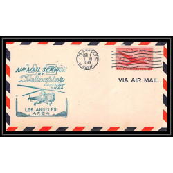0875 Lettre USA Hélicoptère helicopter Aviation premier vol (Airmail cover first flight) 1947 Los Angeles am 84