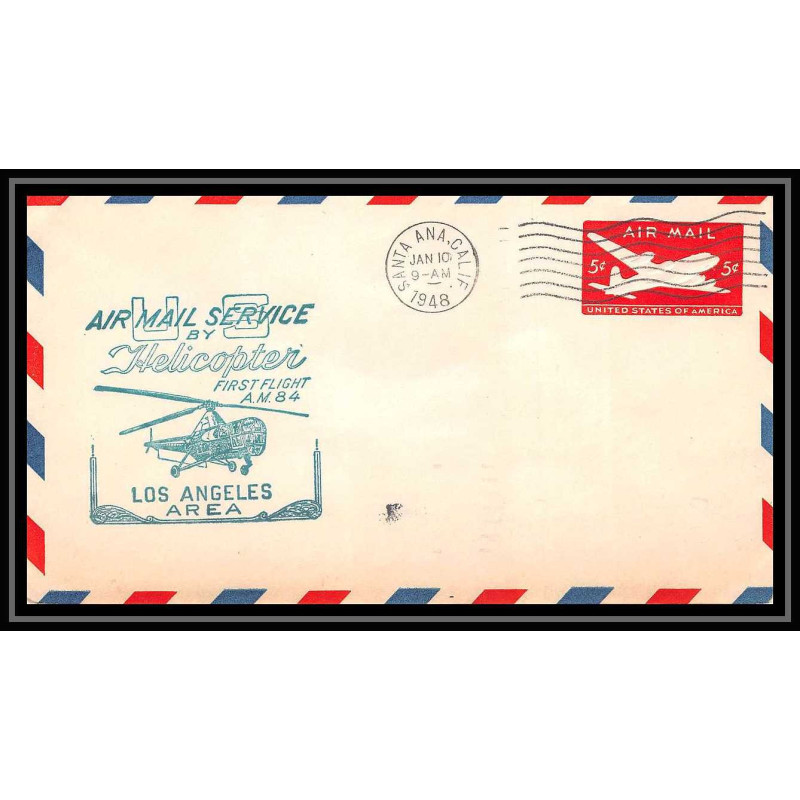 0882 Lettre USA Hélicoptère helicopter Aviation premier vol (Airmail cover first flight) 1948 Santa Ana AM 84
