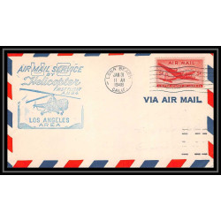 0887 Lettre USA Hélicoptère helicopter Aviation premier vol (Airmail cover first flight) 1948 Long Beach AM 84