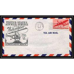 0901 Lettre USA Hélicoptère helicopter Aviation premier vol (Airmail cover first flight) 1949 Highland Park AM 96