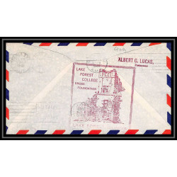 0909 Lettre USA Hélicoptère helicopter Aviation premier vol (Airmail cover first flight) 1949 Lake Forest AM 96