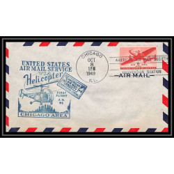 0910 Lettre USA Hélicoptère helicopter Aviation premier vol (Airmail cover first flight) 1949 Chicago AM 96