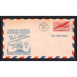 0912 Lettre USA Hélicoptère helicopter Aviation premier vol (Airmail cover first flight) 1949 Batavia AM 96