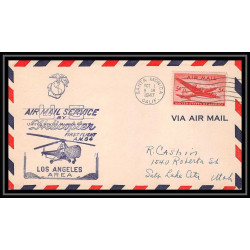 0938 Lettre USA Hélicoptère helicopter Aviation premier vol (Airmail cover first flight) 1947 Santa Monica AM 84