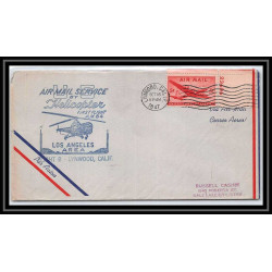 0947 Lettre USA Hélicoptère helicopter Aviation premier vol (Airmail cover first flight) 1947 Lynwood AM 84