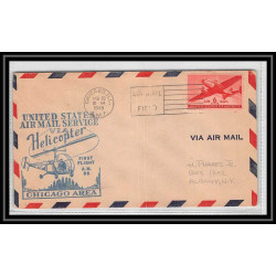 0953 Lettre USA Hélicoptère helicopter Aviation premier vol (Airmail cover first flight) 1949 Chicago AM 96