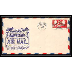 0961 lettre USA Aviation premier vol Airmail cover first flight aeroplane 1948 Galveston (Texas) 25th anniversary