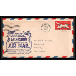 0961a lettre USA Aviation premier vol (Airmail cover first flight Luftpos) 1948 Galveston (Texas) 25th anniversary