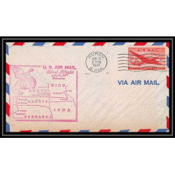0967 lettre USA Aviation premier vol Airmail cover first flight aeroplane 1947 Huron, South Dakota AM 35